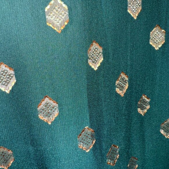 Calvin Klein Green & Metallic Gold Pattern Tie-Cuff Shift Dress Sz 10 NWT - Picture 11 of 13